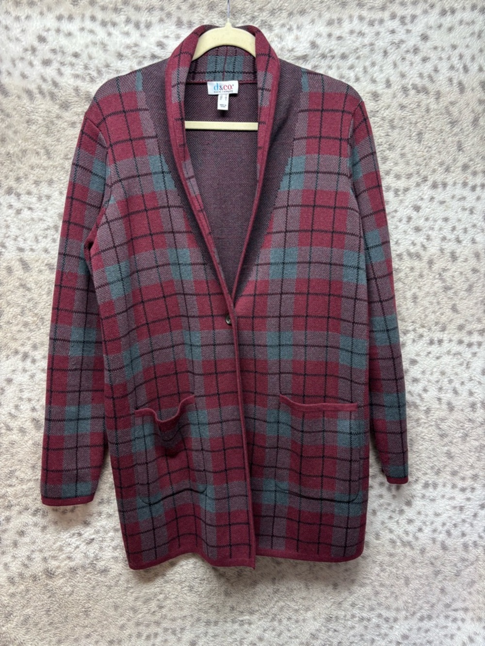 DENIM & COMPANY JACQUARD KNIT CARDIGAN